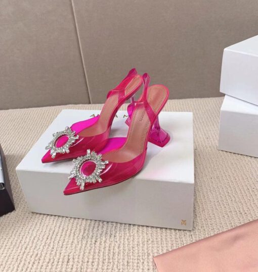 Туфли-босоножки женские силиконовые Amina Muaddi розовые премиум-люкс коллекция 2021-2022 - фото 1
