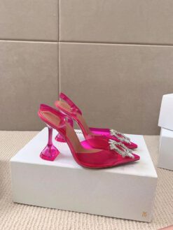 Туфли-босоножки женские силиконовые Amina Muaddi розовые премиум-люкс коллекция 2021-2022