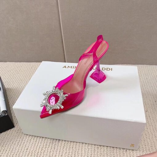 Туфли-босоножки женские силиконовые Amina Muaddi розовые премиум-люкс коллекция 2021-2022 - фото 8