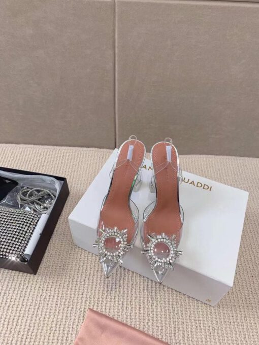 Туфли-босоножки женские силиконовые Amina Muaddi белые премиум-люкс коллекция 2021-2022 - фото 4