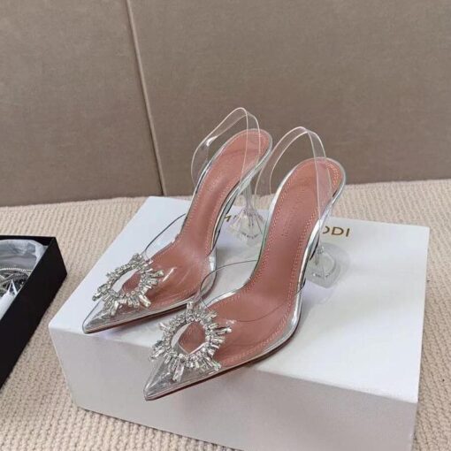 Туфли-босоножки женские силиконовые Amina Muaddi белые премиум-люкс коллекция 2021-2022 - фото 1
