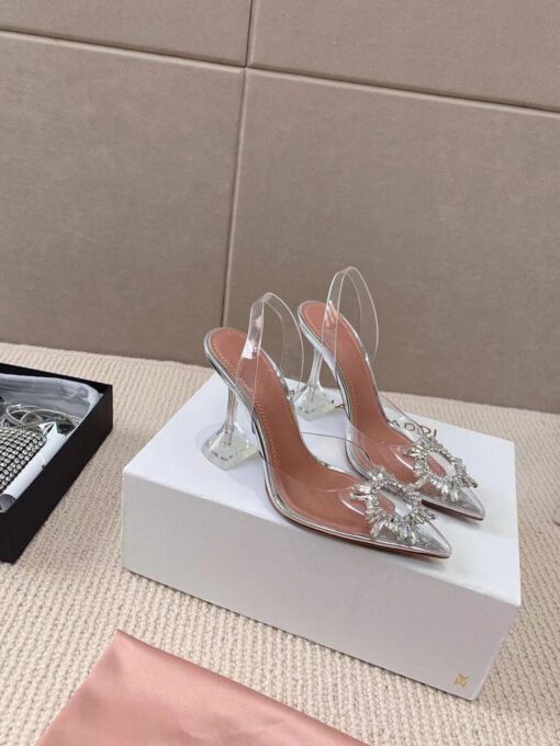 Туфли-босоножки женские силиконовые Amina Muaddi белые премиум-люкс коллекция 2021-2022 - фото 2