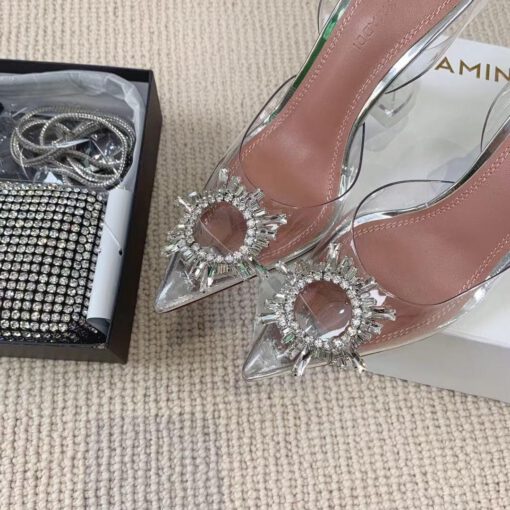 Туфли-босоножки женские силиконовые Amina Muaddi белые премиум-люкс коллекция 2021-2022 - фото 5