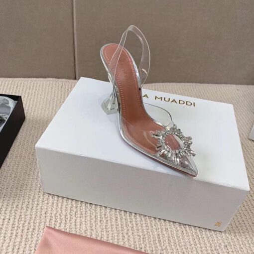 Туфли-босоножки женские силиконовые Amina Muaddi белые премиум-люкс коллекция 2021-2022 - фото 7