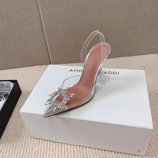 Туфли-босоножки женские силиконовые Amina Muaddi белые премиум-люкс коллекция 2021-2022 - фото 8