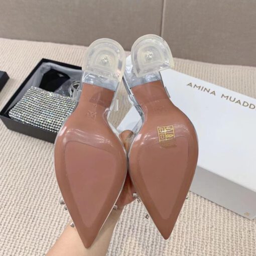 Туфли-босоножки женские силиконовые Amina Muaddi белые премиум-люкс коллекция 2021-2022 - фото 3