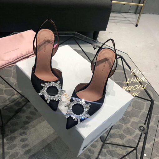 Туфли-босоножки женские кожаные Amina Muaddi черные премиум-люкс коллекция 2021-2022 A71875 - фото 2