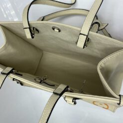 Женская кожаная сумка-шоппер  Louis Vuitton белая с рисунком 35/28/15 см