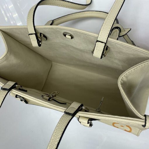 Женская кожаная сумка-шоппер  Louis Vuitton белая с рисунком 35/28/15 см - фото 2
