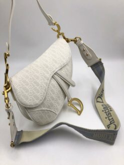 Женская сумка Saddle bаg Dior белая 25/22 см коллекция 2021