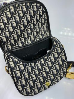 Женская тканевая сумка Christian Dior Bobby чёрная 22/18 коллекция 2021-2022