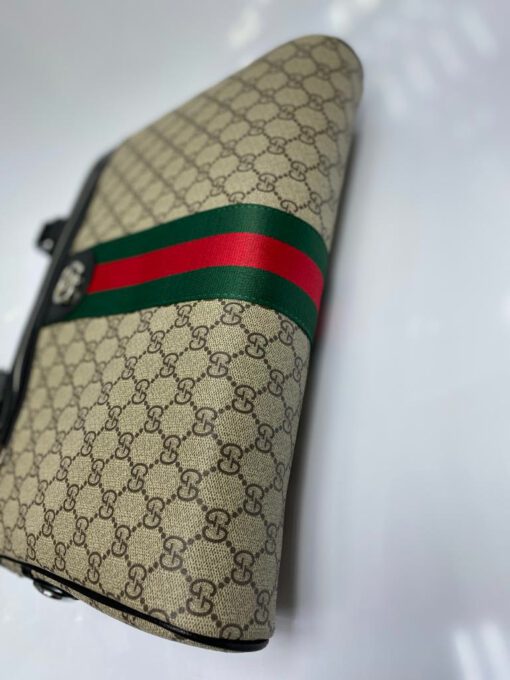Мужская сумка для документов Gucci из канвы бежевая с рисунком 38/29/7 см - фото 3