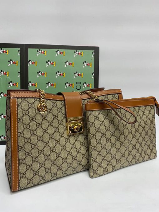 Женская сумка-тоут Gucci из канвы в комплекте кошелек 35/23/14,5 см A79742 - фото 4
