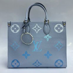 Женская кожаная сумка-шоппер  Louis Vuitton голубая 35/28/15 см
