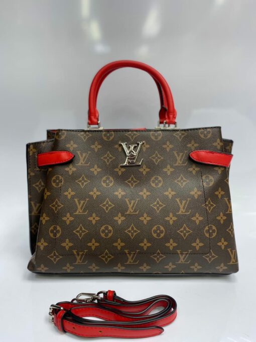 Женская сумка из канвы Louis Vuitton коричневая с рисунком 34/24/13 см - фото 1