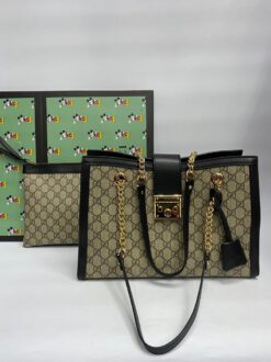 Женская сумка-тоут Gucci из канвы в комплекте кошелек 35/23/14,5 см A79738 - фото 2