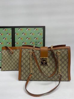 Женская сумка-тоут Gucci из канвы в комплекте кошелек 35/23/14,5 см A79742 - фото 5