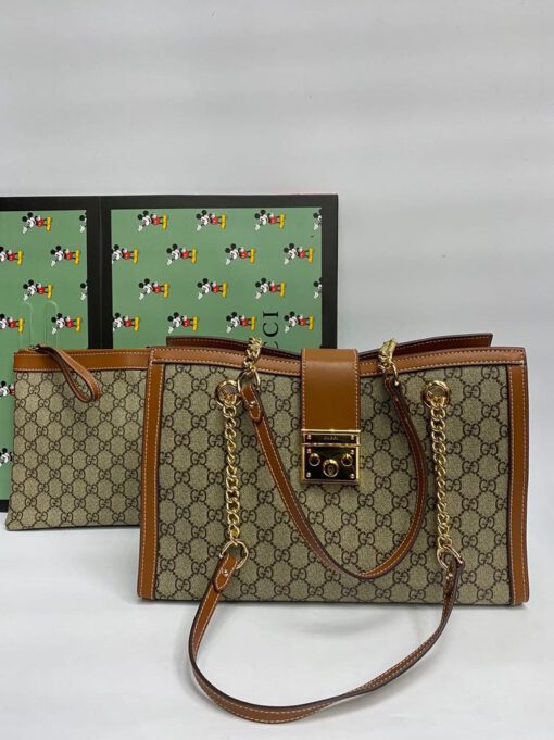 Женская сумка-тоут Gucci из канвы в комплекте кошелек 35/23/14,5 см A79742 - фото 1