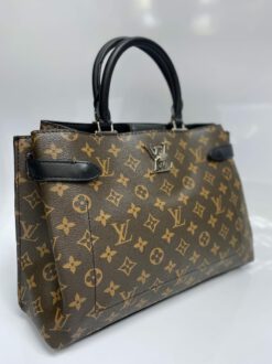 Женская сумка из канвы Louis Vuitton коричневая с рисунком 34/24/13 см