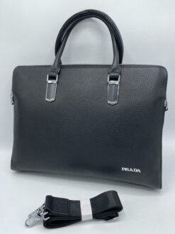 Сумка-портфель для документов  Prada кожаная черная 39/30 см