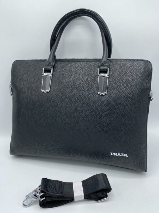 Сумка-портфель для документов  Prada кожаная черная 39/30 см - фото 1