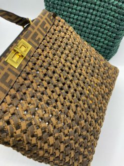Женская плетеная сумка Fendi 78226 коричневая 30/27 см