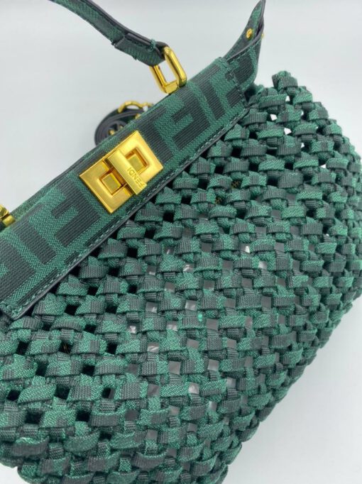 Женская плетеная сумка Fendi 78218 зеленая 30/27 см - фото 4