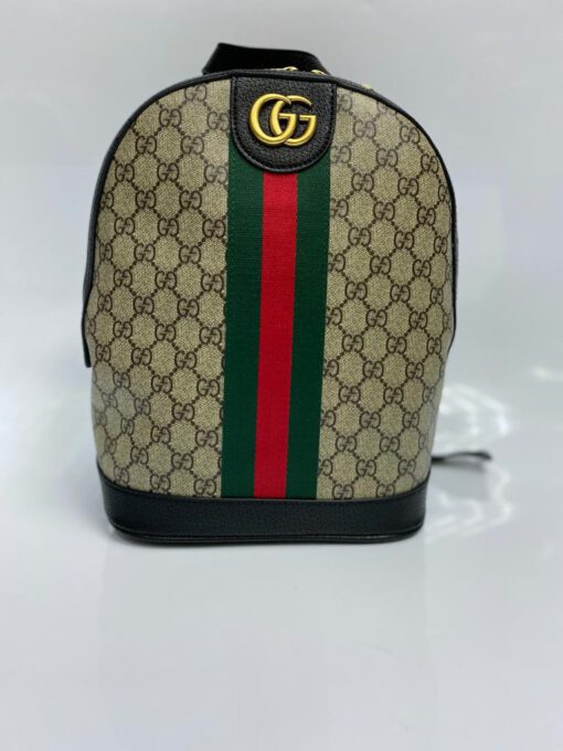 Женский рюкзак Gucci из канвы с рисунком 30/24/10 см - фото 1