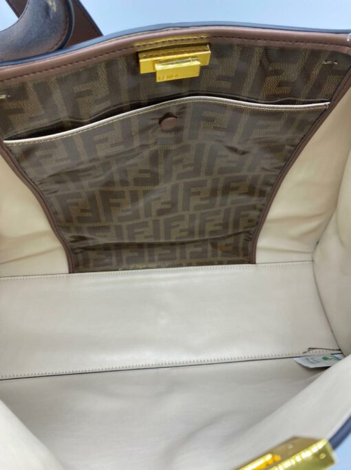Женская кожаная сумка-тоут Fendi 78704 коричневая 42/32 см - фото 2