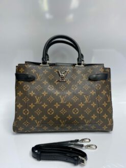 Женская сумка из канвы Louis Vuitton коричневая с рисунком 34/24/13 см