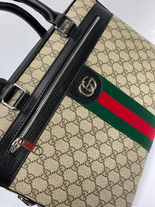 Мужская сумка для документов Gucci из канвы бежевая с рисунком 38/29/7 см - фото 2