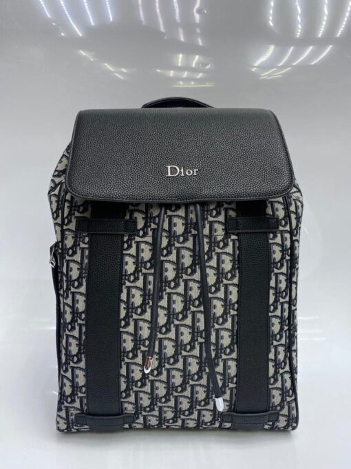 Рюкзак Christian Dior черно-серый с кожаными вставками 42/30 см - фото 3