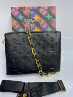 Женская сумка-клатч Louis Vuitton черная 26/20/6 см - фото 9