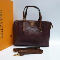 Женская сумка кожаная Louis Vuitton бордовая 30/25/13 см - фото 5