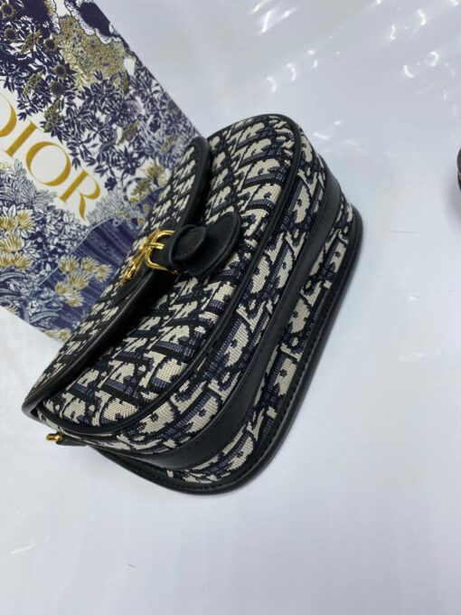 Женская тканевая сумка Christian Dior Bobby чёрная 22/18 коллекция 2021-2022 - фото 4