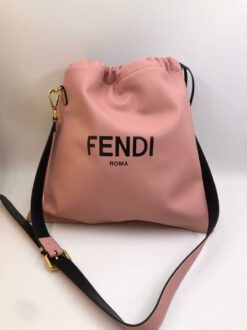 Женская кожаная сумка-мешок Fendi розовая 36/37 см