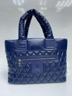 Женская тканевая сумка Chanel синяя 36/28/16 см