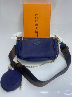 Клатч женский кожаный Louis Vuitton Monorgam синий 24/13 см