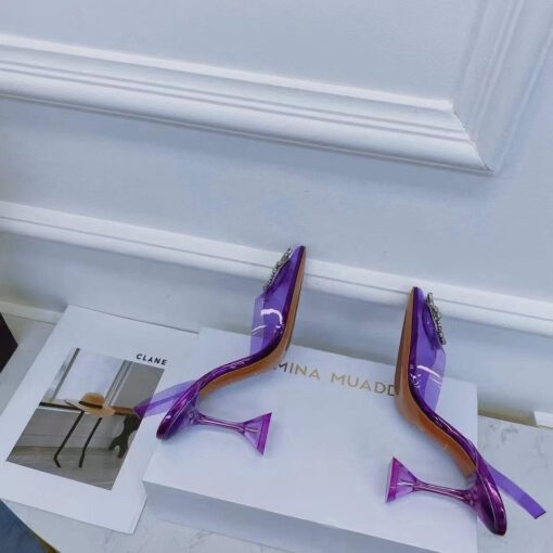 Туфли-босоножки женские силиконовые Amina Muaddi фиолетовые премиум-люкс коллекция 2021-2022 - фото 3