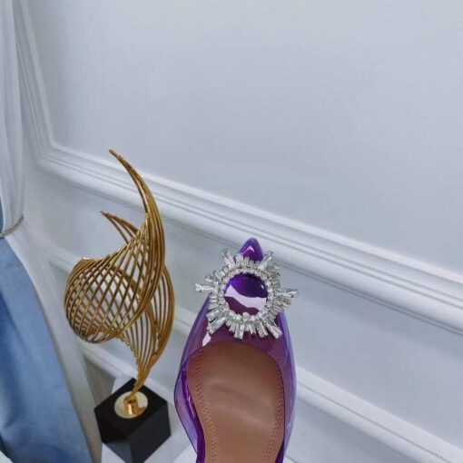 Туфли-босоножки женские силиконовые Amina Muaddi фиолетовые премиум-люкс коллекция 2021-2022 - фото 4