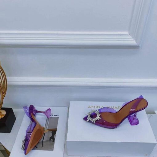 Туфли-босоножки женские силиконовые Amina Muaddi фиолетовые премиум-люкс коллекция 2021-2022 - фото 5