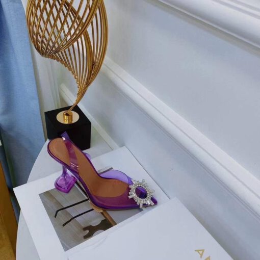 Туфли-босоножки женские силиконовые Amina Muaddi фиолетовые премиум-люкс коллекция 2021-2022 - фото 6
