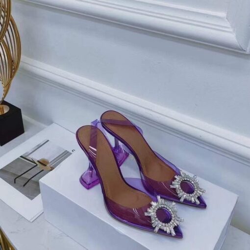Туфли-босоножки женские силиконовые Amina Muaddi фиолетовые премиум-люкс коллекция 2021-2022 - фото 1