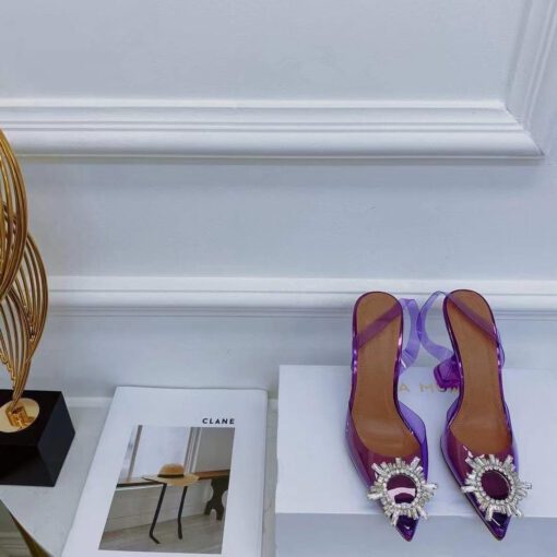Туфли-босоножки женские силиконовые Amina Muaddi фиолетовые премиум-люкс коллекция 2021-2022 - фото 2