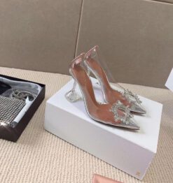 Туфли женские силиконовые Amina Muaddi белые премиум-люкс коллекция 2021-2022 - фото 12