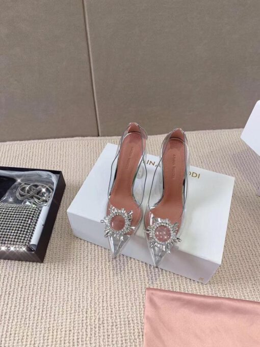 Туфли женские силиконовые Amina Muaddi белые премиум-люкс коллекция 2021-2022 - фото 4