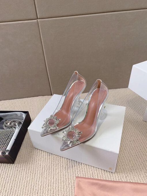 Туфли женские силиконовые Amina Muaddi белые премиум-люкс коллекция 2021-2022 - фото 5