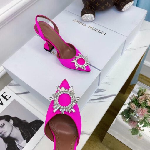 Туфли-босоножки женские Amina Muaddi розовые премиум-люкс коллекция 2021-2022 - фото 4
