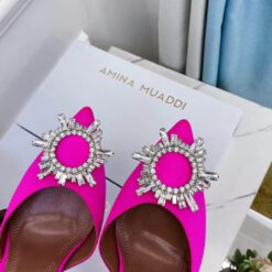 Туфли-босоножки женские Amina Muaddi розовые премиум-люкс коллекция 2021-2022