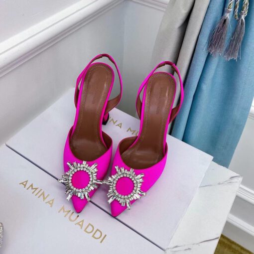 Туфли-босоножки женские Amina Muaddi розовые премиум-люкс коллекция 2021-2022 - фото 2